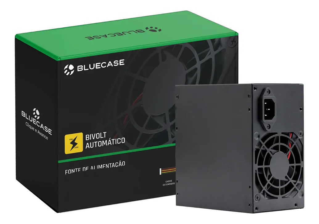 Fonte Pc Atx 350w Bivolt Chaveamento Automatico Bluecase Preto